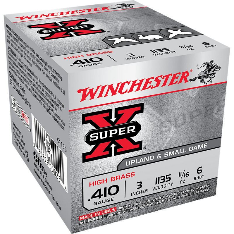 Winchester Super X High Brass 410 Ga 3" 11/16 OZ Case 250 Rd in Shot Size 6 Ammo Size